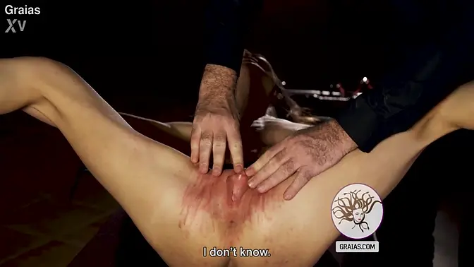 Dr  Lomp punishes slut's bruised pussy with a whipping