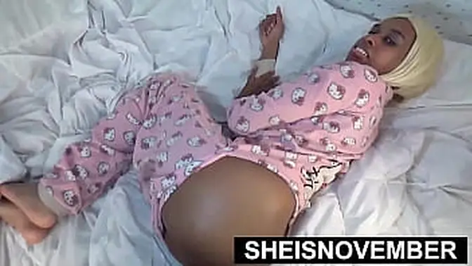 Skinny ebony babe learns to fuck doggystyle and receives a rough BBC