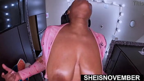 Under View! Black Breasts Swinging From POV Doggystyle Fucking By Step Dad Hung Big Dick —  Holding Sheisnovember Elbows Back —  Push Deep Into Her Tiny Shaved Pussy —  While Massive Big Boobs Udders Bounce With Erect Nipples Closeup on 