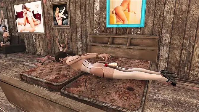 Bound anime babe gets monster 3D cock