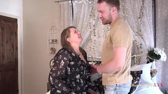 50yo Busty Mature BBW MILF Mrs  Rachel catches a snooping stepson on her phone