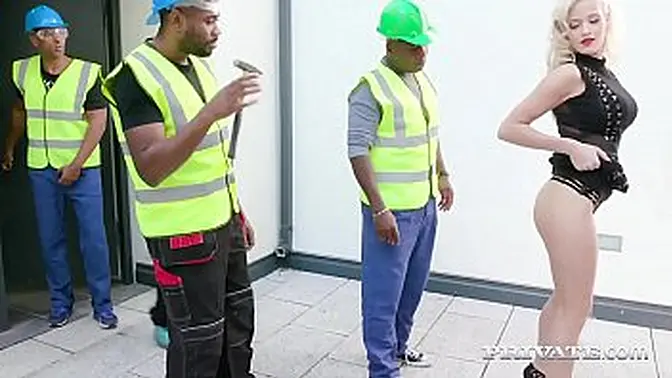 Nympho Princess gets stuffed with 4 black cocks