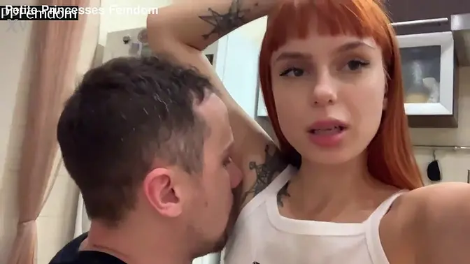 Petite Mistress Kira humiliates her slave with spit and facesitting