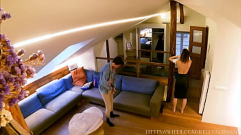 Spy Camera! Passionate sex with his mistress while his wife is not at home