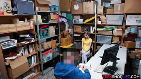 Skinny Russian teen fucked in his back office or he would have reported her to the police
