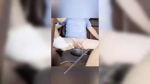 Raunchy babe swaps spouses' seat for sleazy stranger's sausage in parked ride