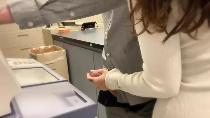 Caught jerking off at office - Secretary oral sex public sperm shot