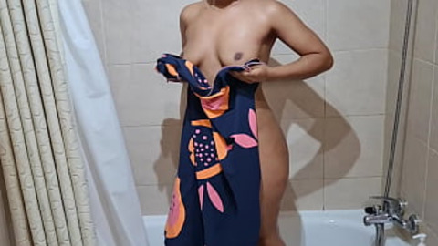 Hot young girl taking a shower