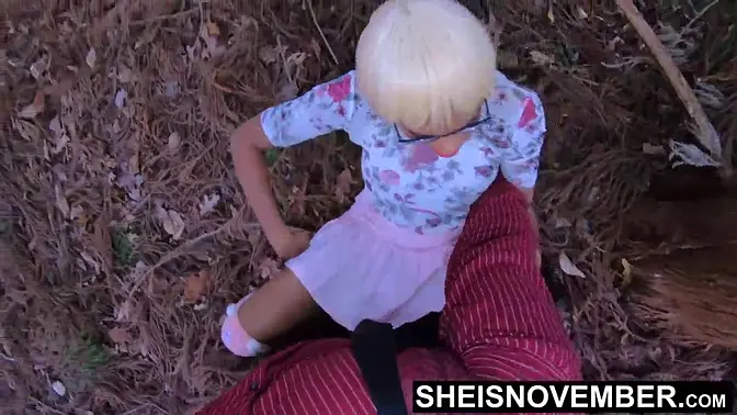 Sneaking Into The Forest To Meet My Stepdaughter Sheisnovember To Secretly Fuck Her Missionary In The Grass While In The Woods &mdash;  After She Pulled Her Underwear To The Side To Flash Her Young Booty Hole And Pussy &mdash;  Taboo Sex By Msnovember