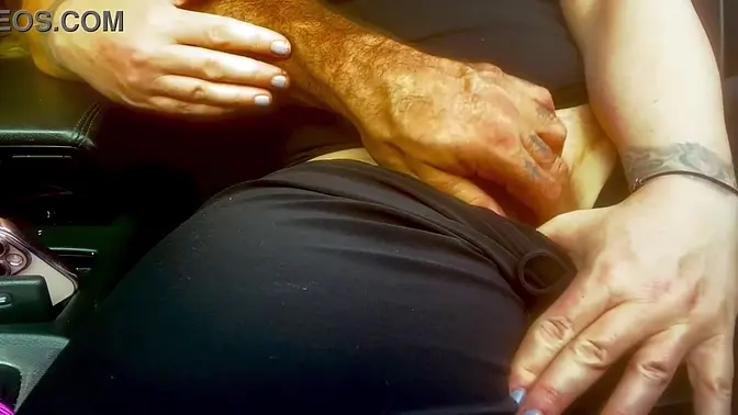 Milf with giant clit has massive orgasm in car