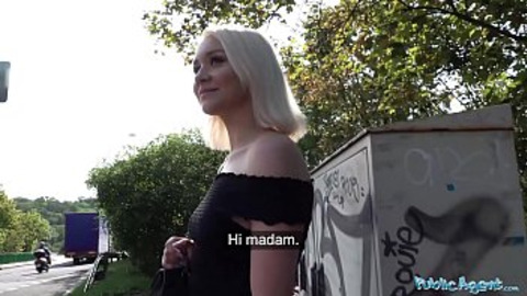 Public Agent Marilyn Sugar getting a big cock in her pussy outdoors in POV