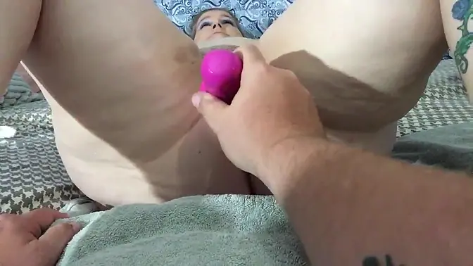 Up Close POV of White Girl's Steamy Gape