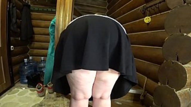 A lesbian with a rubber dick fucked a mature BBW in hairy pussy through wet panties  Juicy butt and natural boobs of a m  excite with half a turn 