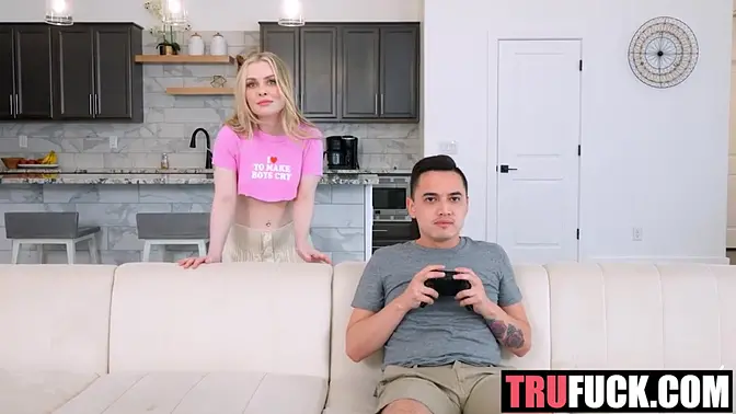 Teen girlfriends swap and give sloppy blowjobs