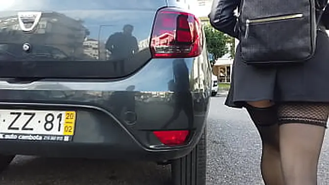 Up-skirt view of hot wife in Lisbon