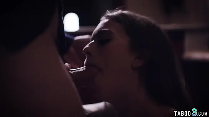 Petite brunette teen waitress deepthroats big cock