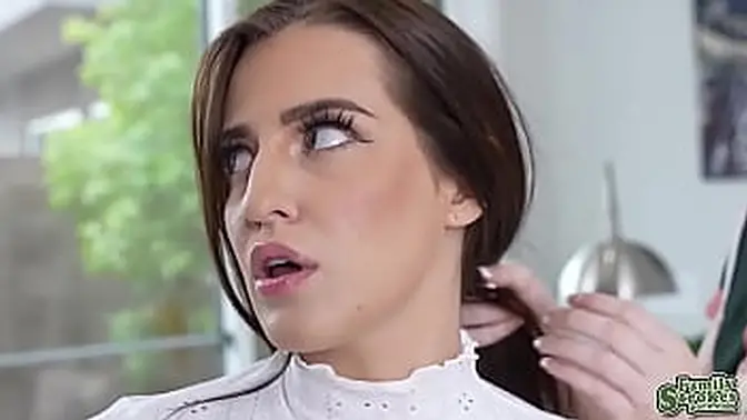 Teen brunette gets taught by milf how to deepthroat big dick