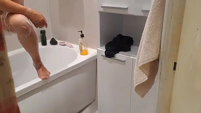 boyfriend spying girlfriend in bathroom and jerking off  Hope I can fuck this girl someday