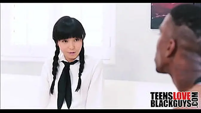 Black guy with huge black cock fucks petite Asian girl