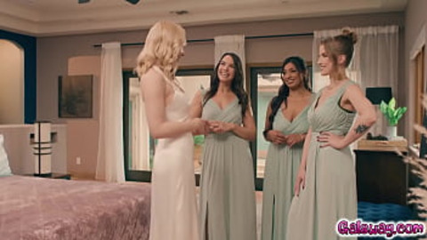 Bride to be Lily LaBeau and three bridesmaids