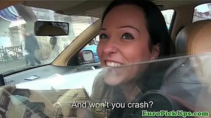 Eurosex girl-next-door gets creampied in a car