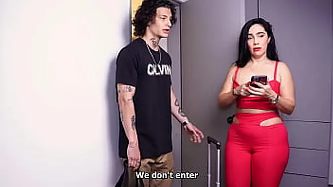 Skinny Hispanic BF wows black-haired, tattooed MILF in hotel bed