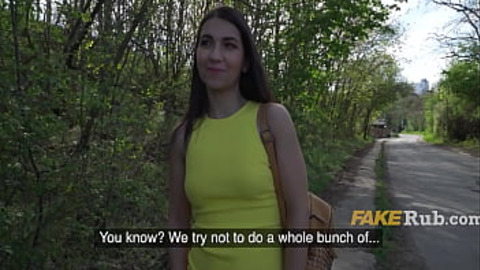Italian In Yellow Dress Fucked Outdoor For Money