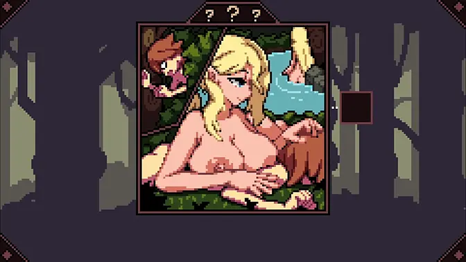 Curvy 3D babe explores her big boobs in an anime PC game