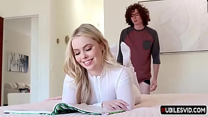 Petite blonde teen enjoys big cock in doggystyle