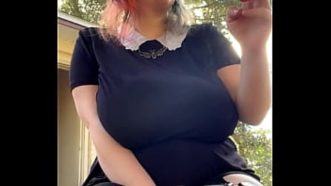 Alt Milf nextdoor smokes outback!