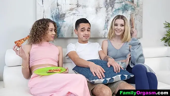 Petite girl gives wicked handjob to boyfriend's new toy