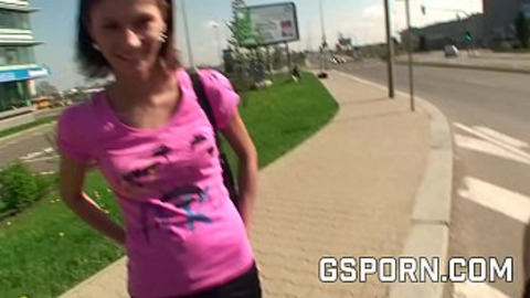 A bitch is fucked in public site by two boys