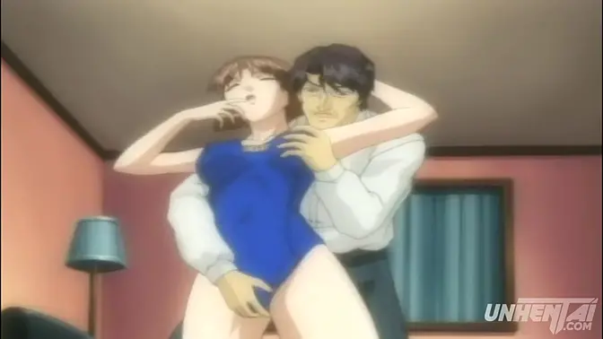 Hunky stepdad can't resist his young, petite stepdaughter in a swimsuit