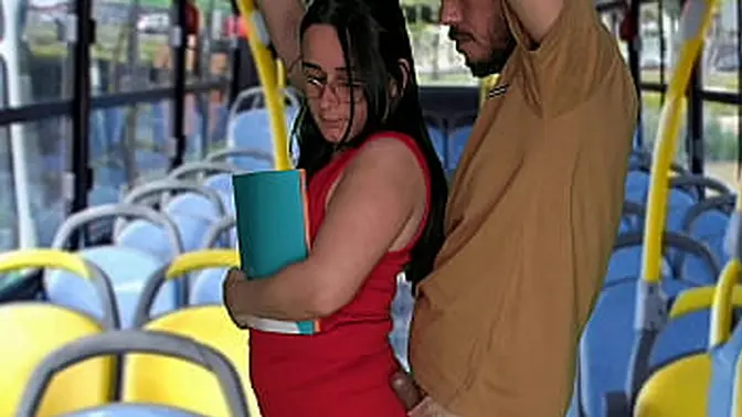 Student humped and fucked inside the bus in public!