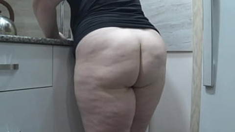 husband has installed a hidden camera and is spying on his chubby wife with big booty