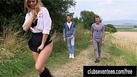 Catholic take two dicks outdoors