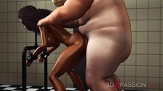 Black teen gets rough doggystyle ass fuck in the kitchen