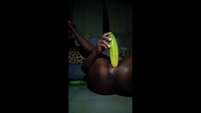 Big Cucumber Stuffs Huge Pussy