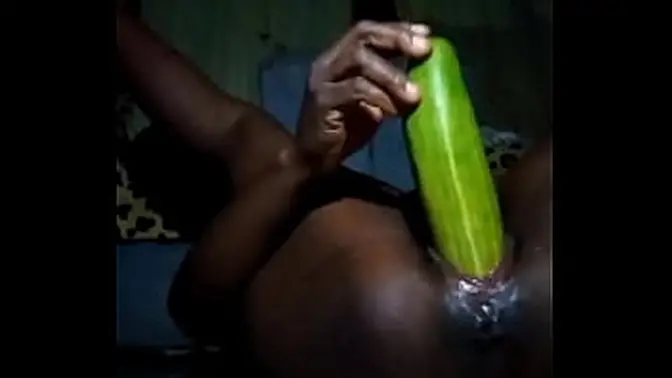 Big Cucumber Stuffs Huge Pussy