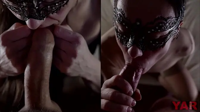 Woman licks and sucks on man's foreskin