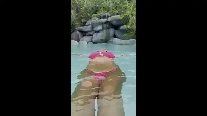 Busty Solo Girl Monika Fox Wows in Pink Bikini at the Pool