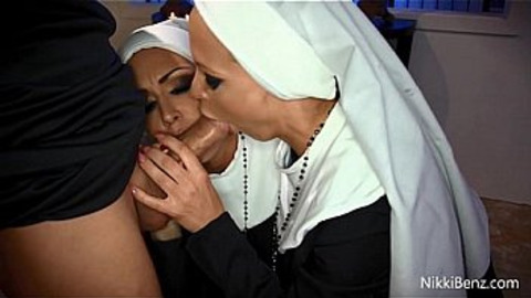 Time to go to church, Nikki & Jessica are two horny sluts ready to serve the priest any way they can. Watch these two hot Nuns sin and cum swap! See more of Nikki at Her Official Site!