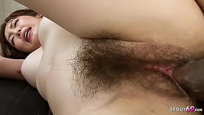 JAV massage parlor babe gets deep cum in her hairy pussy