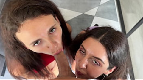 Two neighbors asked me to cum on their faces and went for a walk outside with cum on their faces