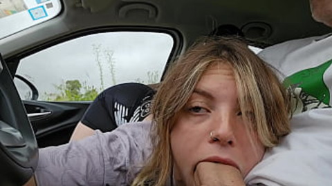 They find me GIVING A BLOWJOB TO MY STEPBROTHER IN THE CAR CUM MOUTH