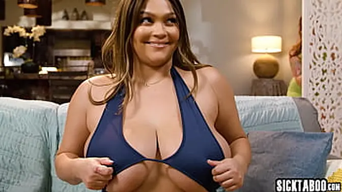 Big-Titted MILF Ebony Lesbian Licks & Fingers Sexy Babe