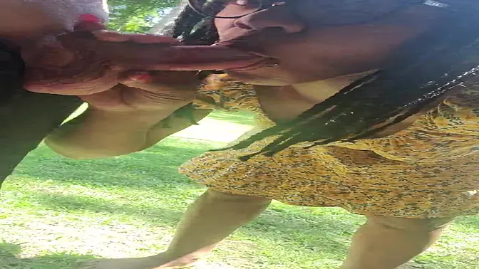 Hidden porch blowjobs with peeing and xixi fun