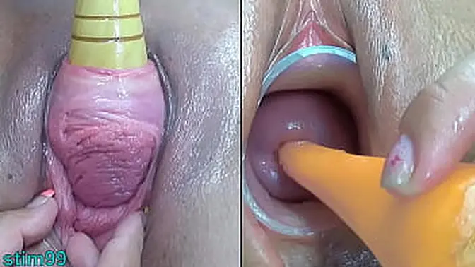 Two mature Korean women explore each other's cervix and pee holes