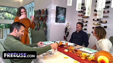 Freeuse Wanksgiving: Three Cocks, One Milf