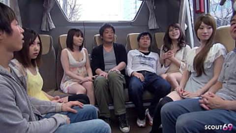 Uncensored Jav Group Sex Orgy with Skinny Japanese Teens and Boys in Bus
